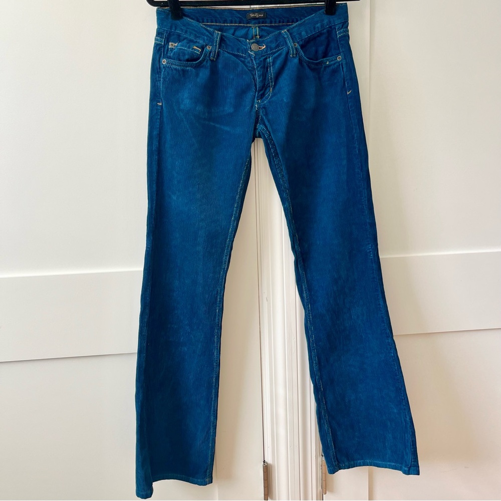 Forever 21 Y2K Low Rise Flare Corduroy Pants Blue Sz 5